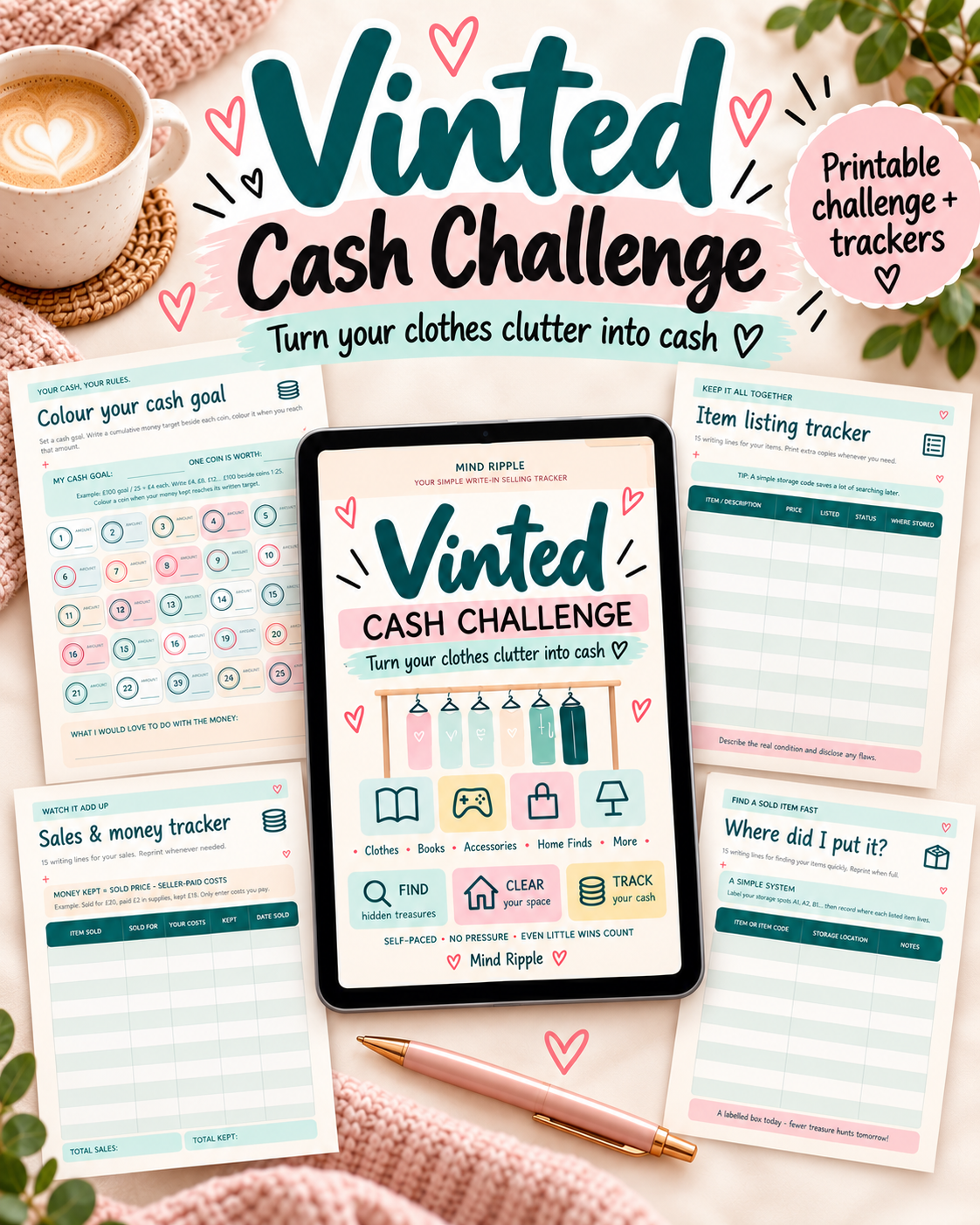 Vinted Cash Challenge – Printable Kit