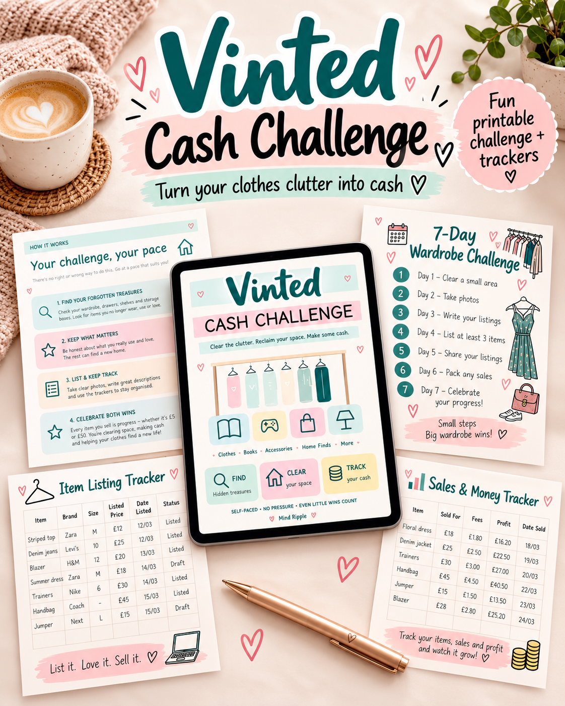 Vinted Cash Challenge – Printable Kit