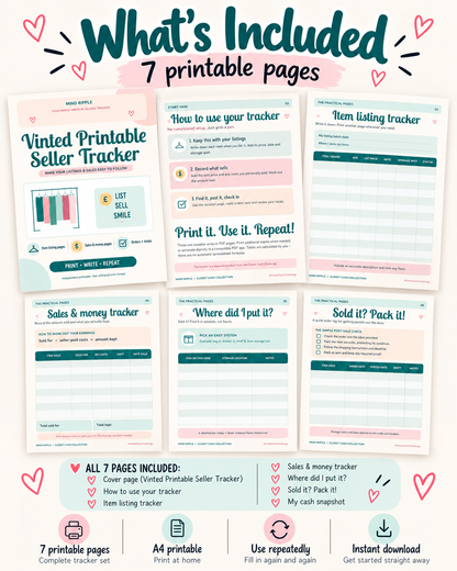 Vinted Cash Challenge – Printable Kit