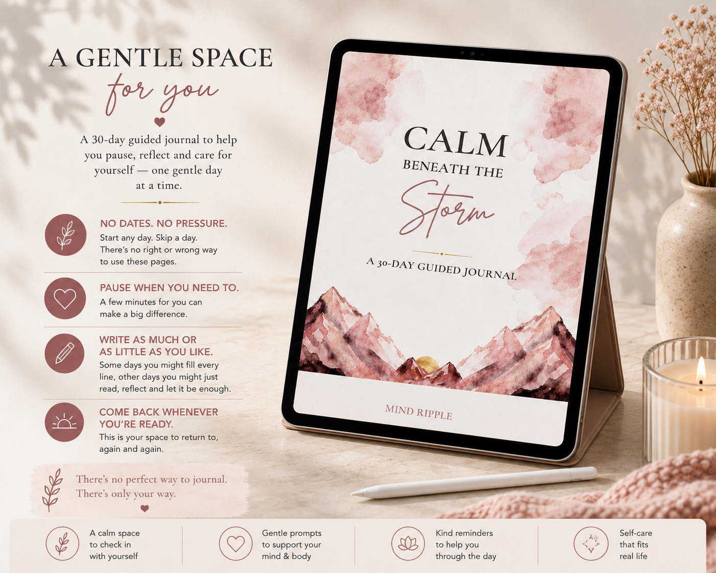 Calm Beneath the Storm – A 30-Day Guided Journal | Digital Download
